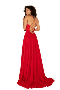 Lucci Lu - Halter Neck Tie String Back Gown