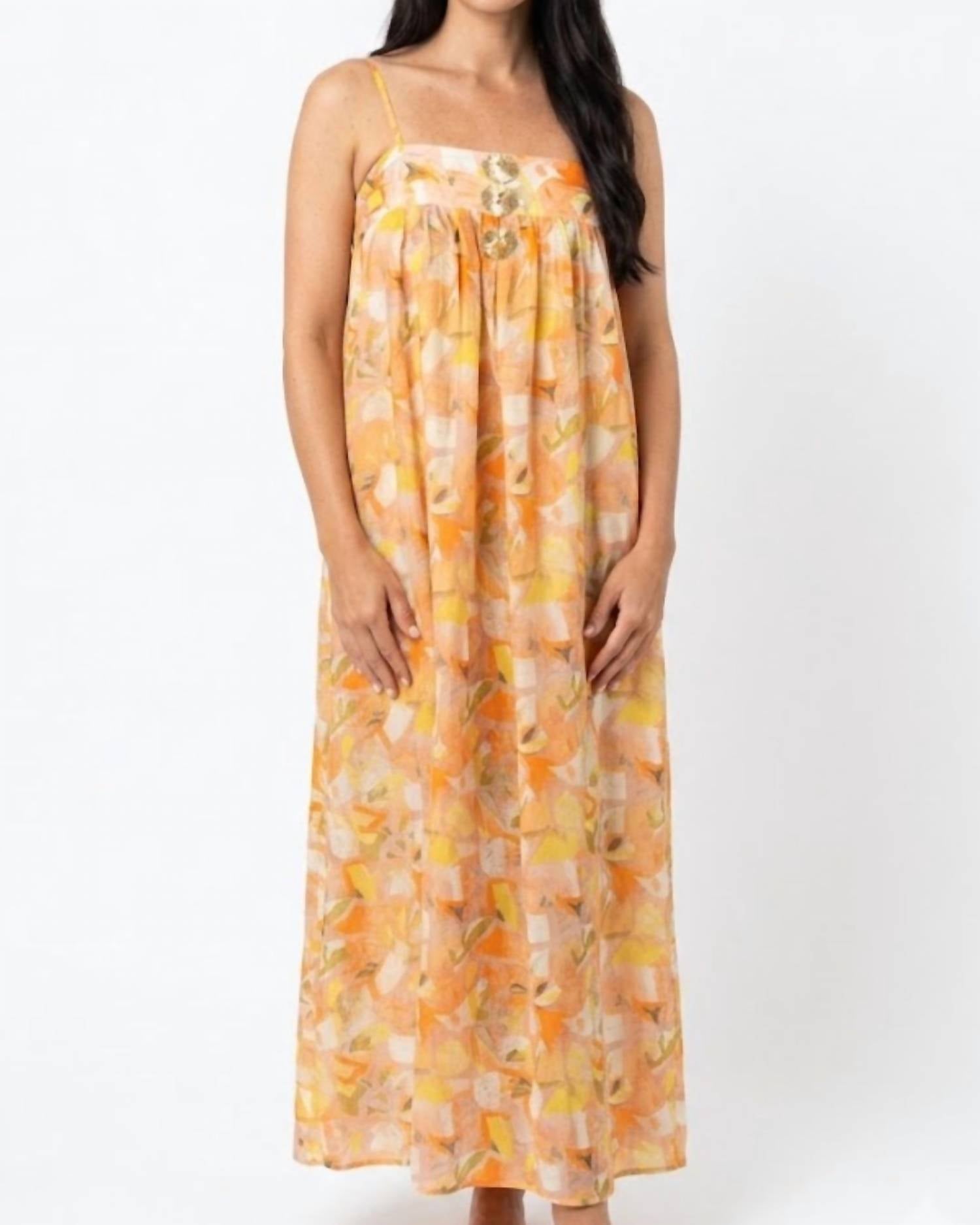 Yellow Lovebirds - Henrietta Long Dress
