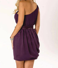 Last Dress - One-shoulder Draped Rosette Mini Dress