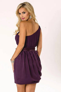 Last Dress - One-shoulder Draped Rosette Mini Dress