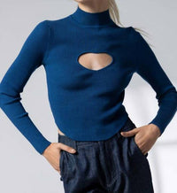 Papermoon - Heart Cutout Mock Neck Top
