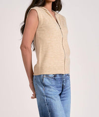 Elan - Irene Sleeveless Zip Up Sweater Vest Hoodie