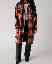 Panache Apparel Selina Long Flannel Shirt in rust multicolor - women's shirt - view 4