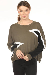 Planet By Lauren G. - Mini Triangle Crew Neck Sweater Top