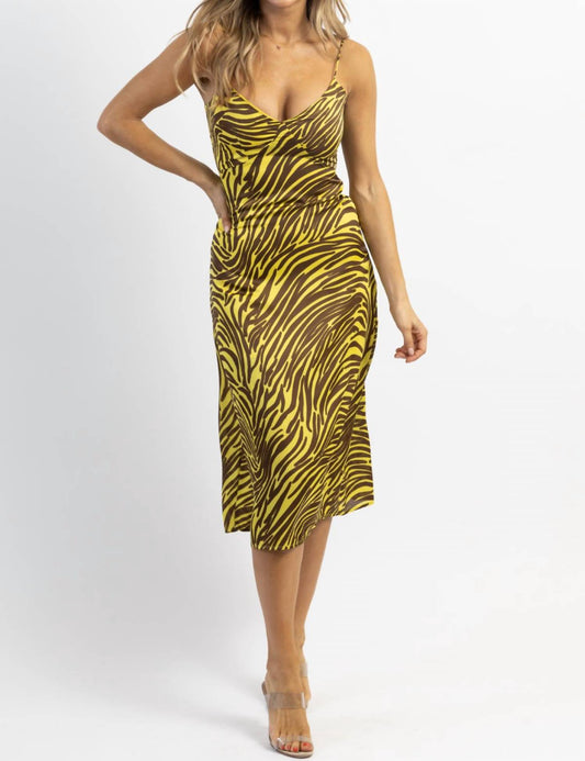 ZEBRA SATIN MIDI DRESS