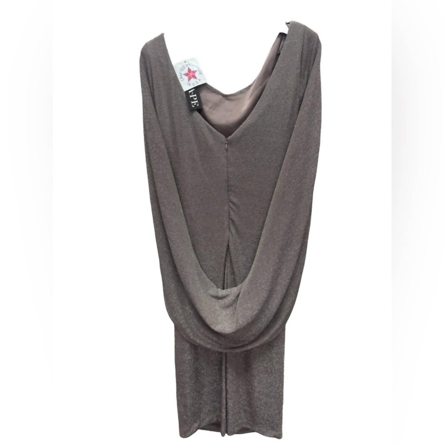 Xscape Elegant Drape Back Scuba Crepe Dress in charcoal - women's dress - view 4