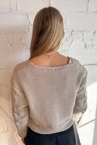 Papermoon - Love Cable Knit V-neck Sweater