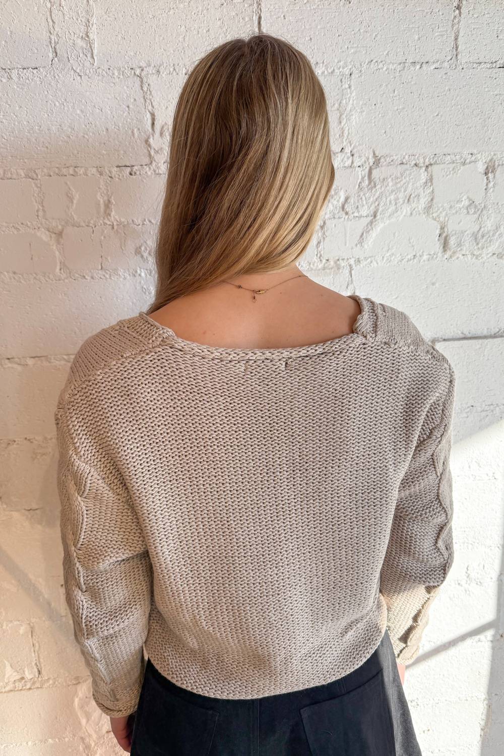 Papermoon - Love Cable Knit V-neck Sweater