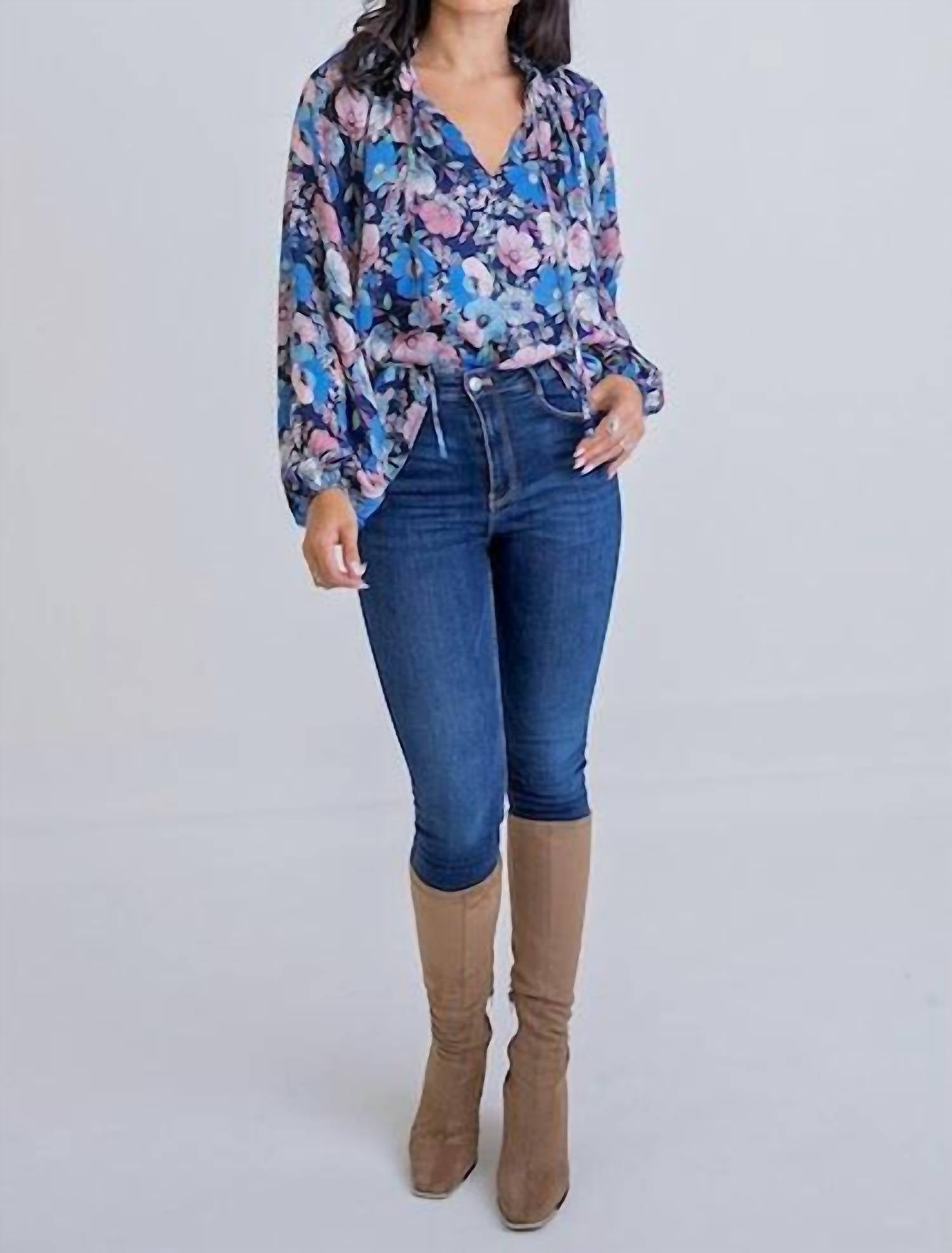 Karlie - Floral Vintage V Neck Top