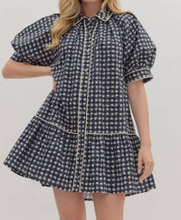 Entro - Buttoned Detailed Geometric Mini Dress