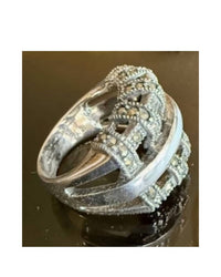 P & K Jewelry - Women's Marcasite Mother Of Pearl Stone Ring