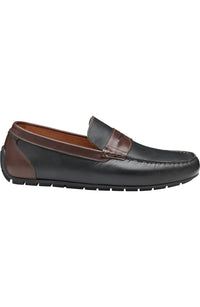 JOHNSTON & MURPHY Men's Beck Penny Loafer in black mahogany full grain - men's loafer - detail view