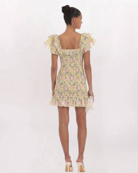 Mable - Roses Smocked Ruffle Dress