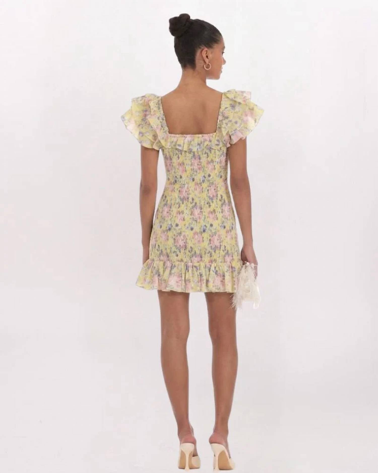 Mable - Roses Smocked Ruffle Dress