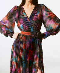 Joseph Ribkoff - Floral Chiffon Pleated Midi Dress