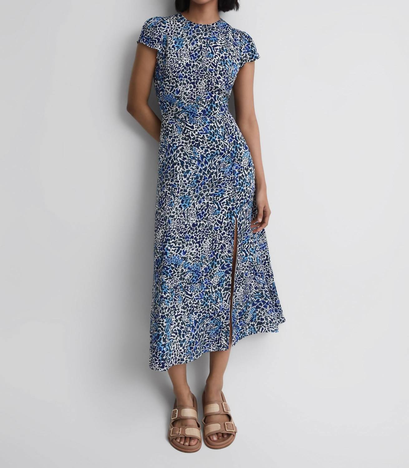 Reiss - Livia Printed Cut Out Back Midi Dress