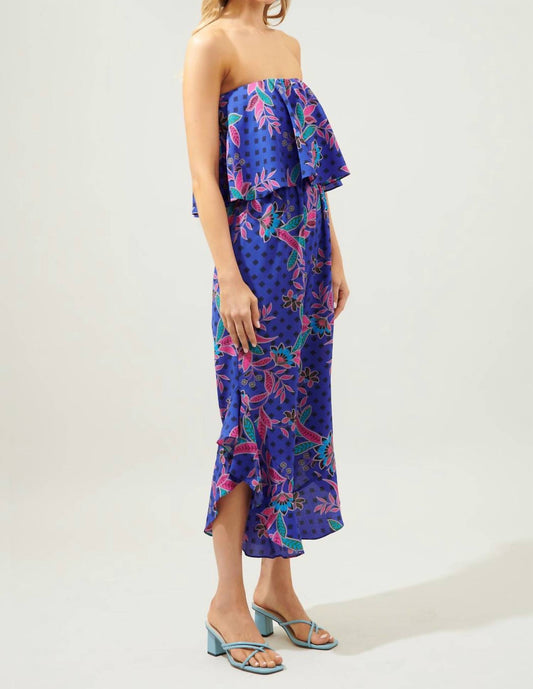 Sugarlips - Rayanne Indigo Lanah Strapless Ruffle Jumpsuit