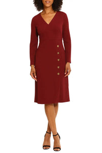 Maggy London - Long Sleeve Button Detail Dress