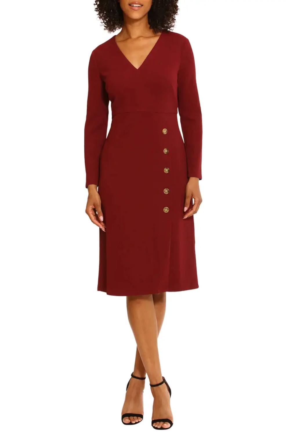 Maggy London - Long Sleeve Button Detail Dress
