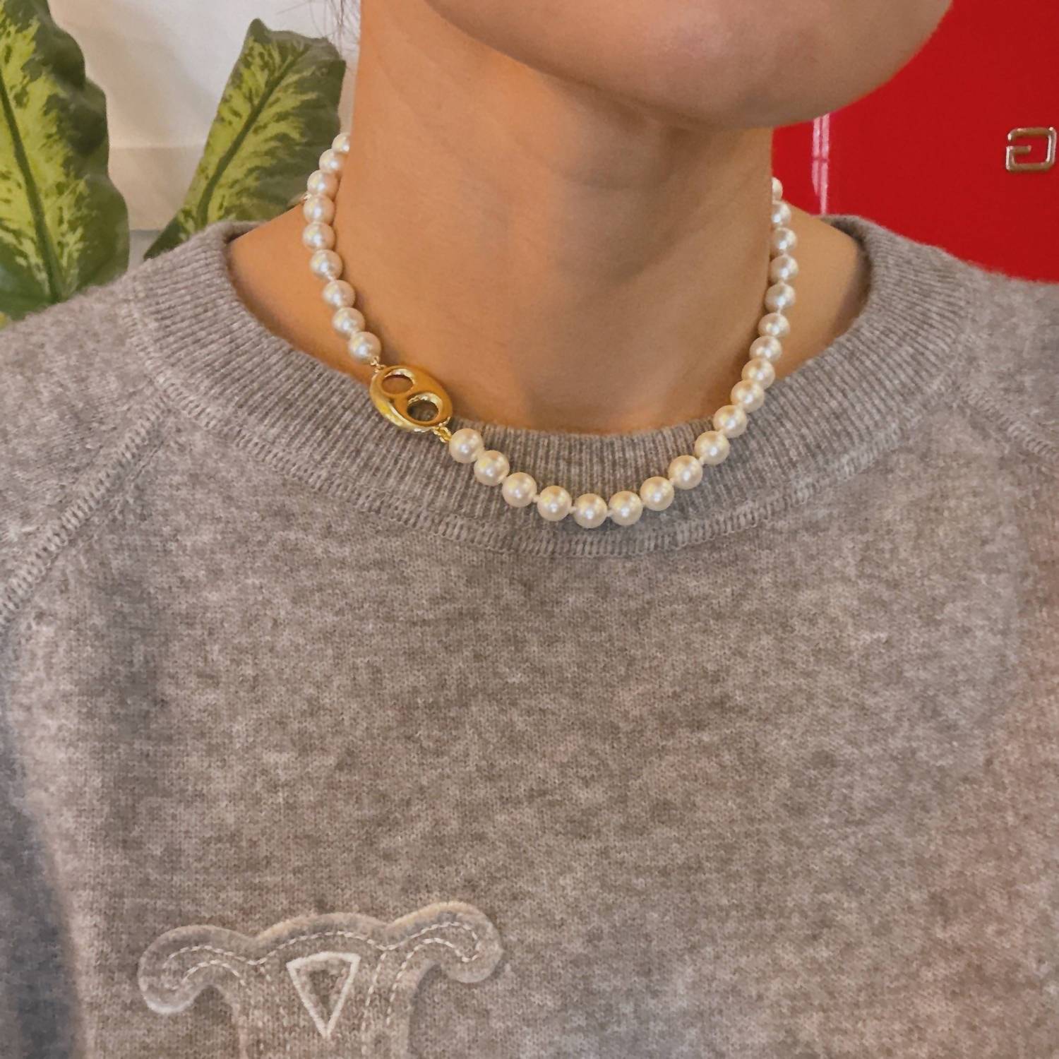 Ellison+Young Women's Horse Bit Pearl Necklace in white - women's jewelry - alternate view