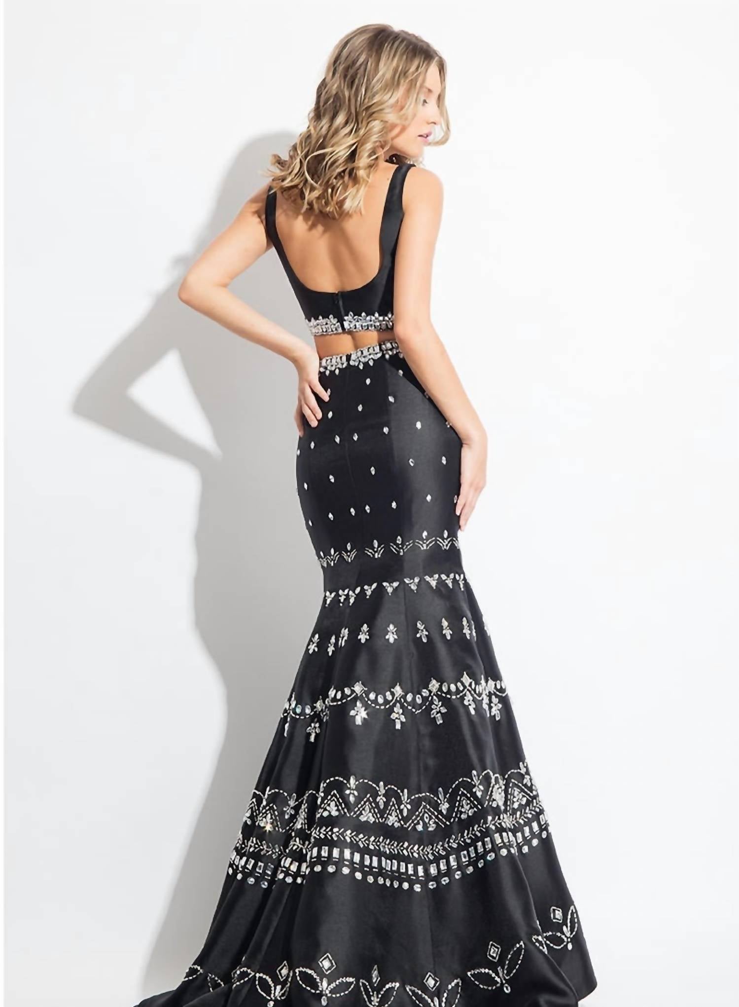 Rachel Allan - Two-piece Mikado Prom Gown With Rhinestones