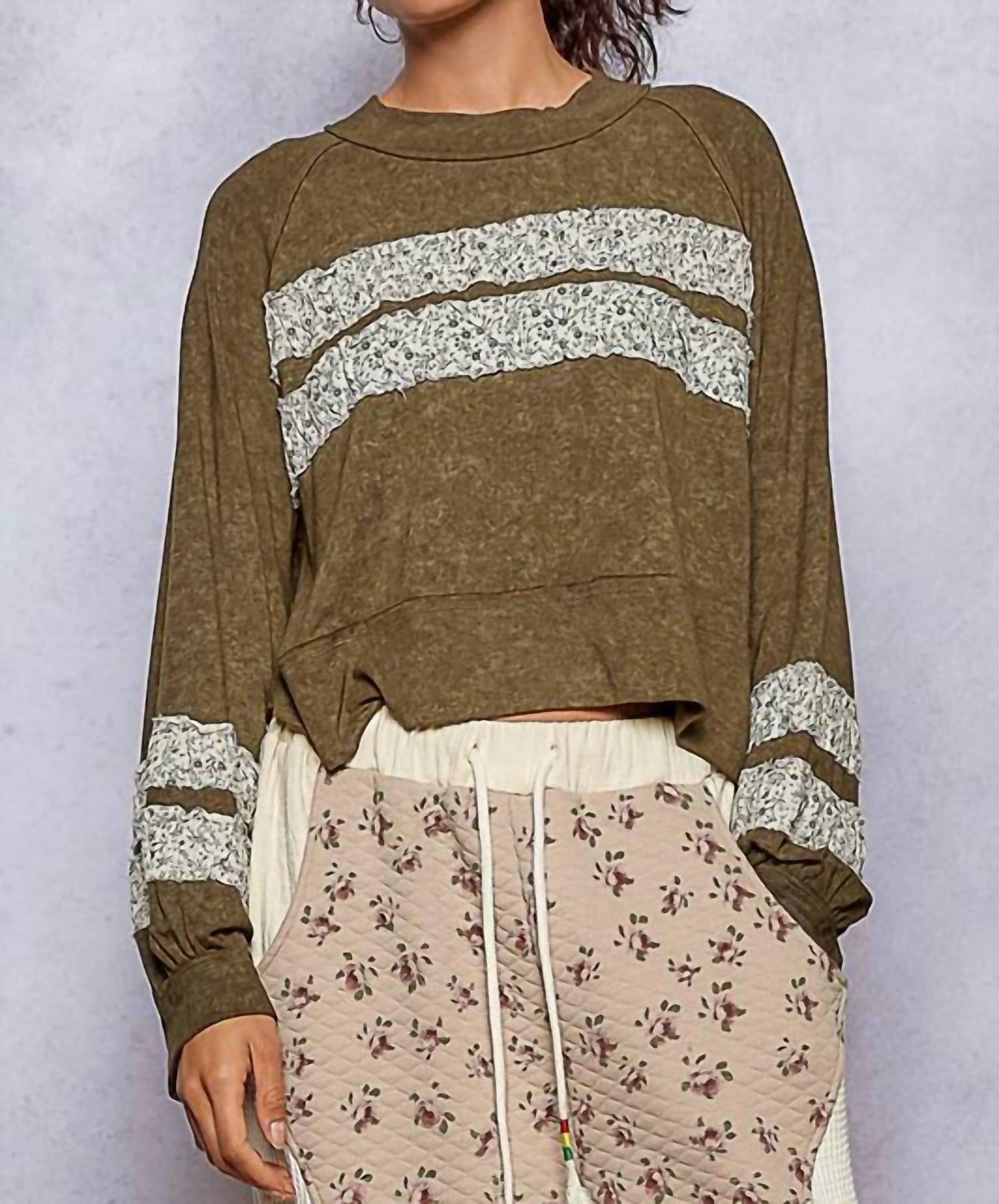 Pol - Vintage Patched Long Sleeve Top