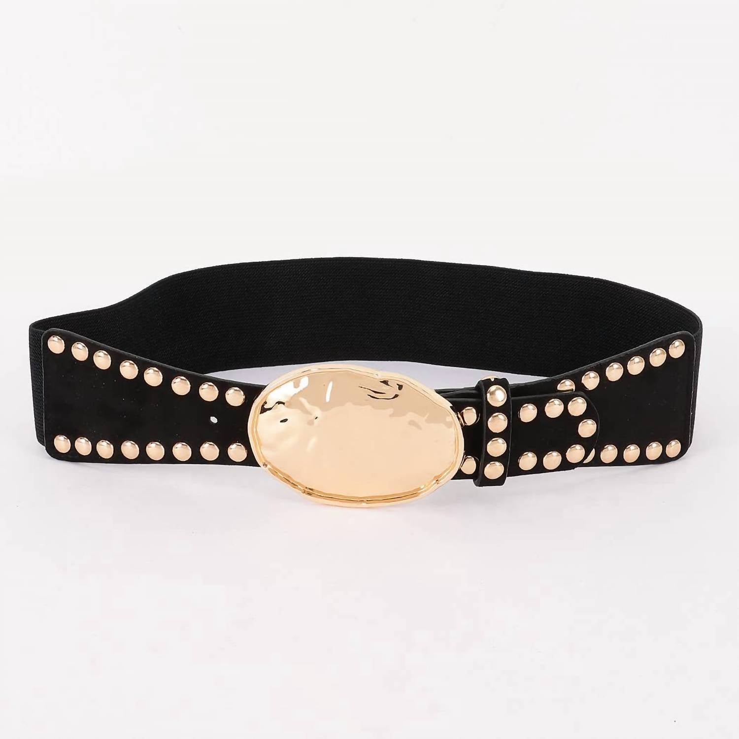 3Am By H&D Accessories - Women's Studded Faux Suede Elastic Belt