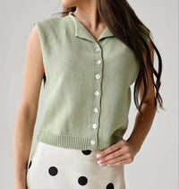 Lelis - Breeze Sleeveless Cotton Knit Button-front Vest