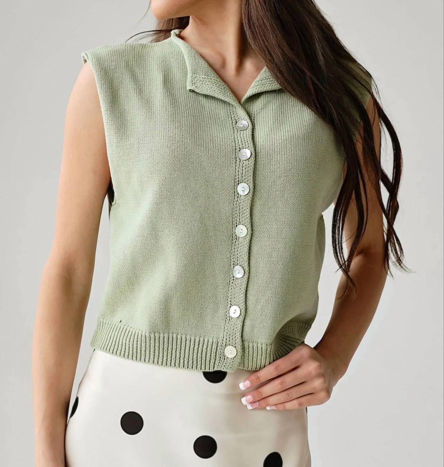 Lelis - Breeze Sleeveless Cotton Knit Button-front Vest