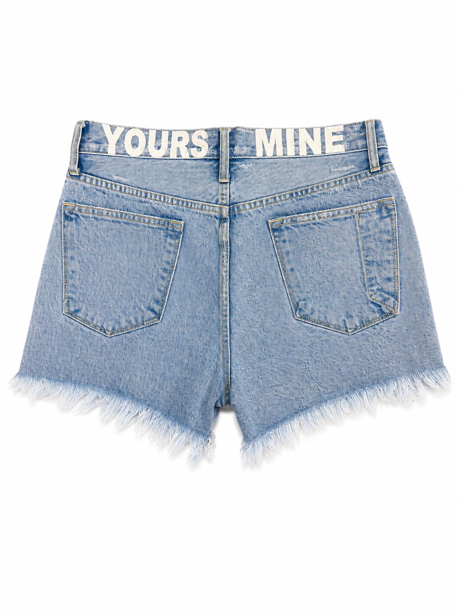 Current/Elliott - YOURS MINE DENIM BOYFRIEND CUT OFF SHORT