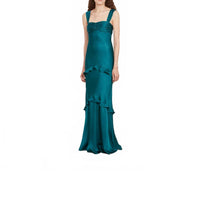 SALONI Selma Maxi Long Dress in midnight green - women's dress