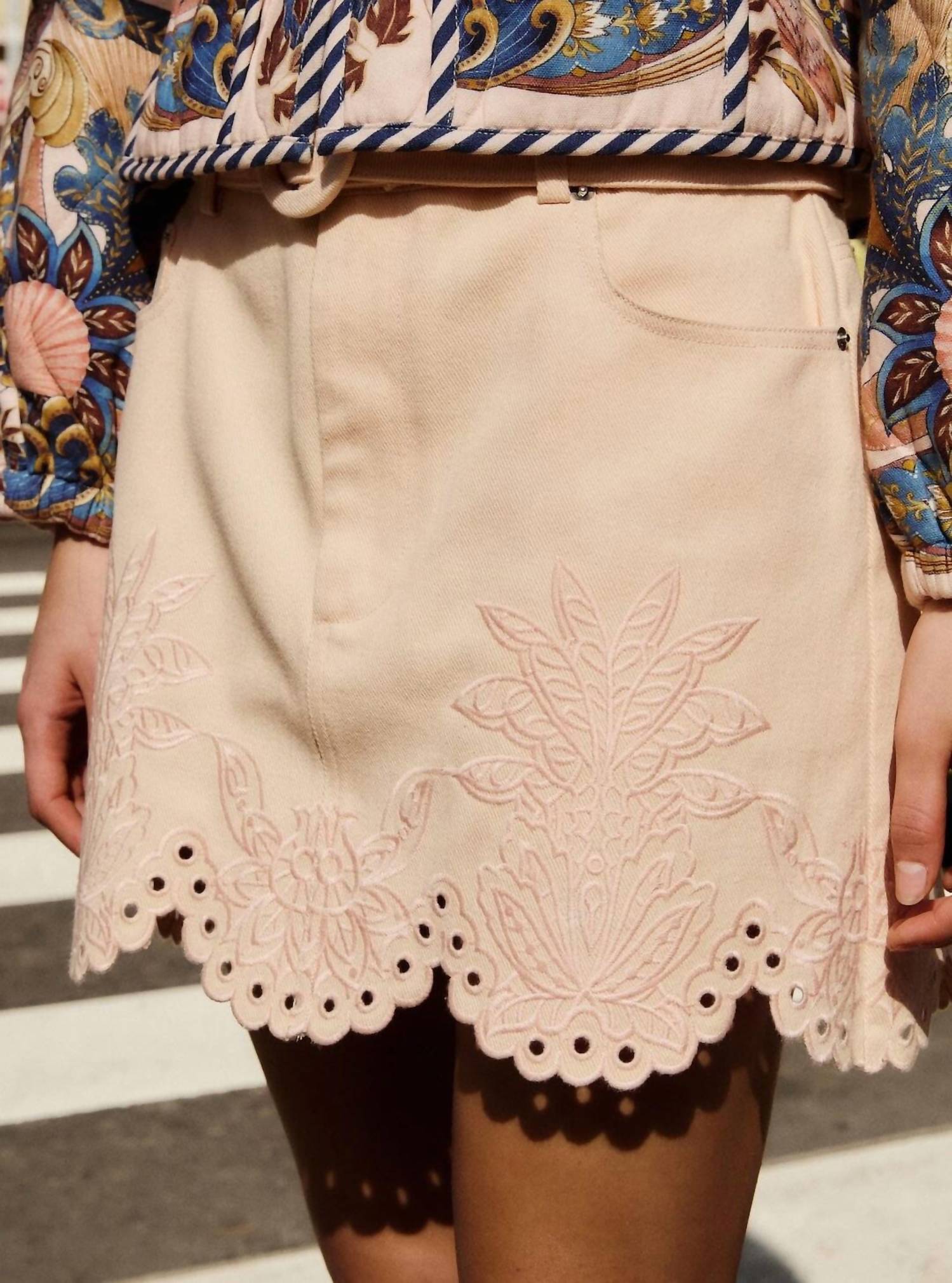 Farm Rio - Geometric Richelieu Twill Mini Skirt