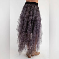 Easel - Animal Print Mesh Skirt
