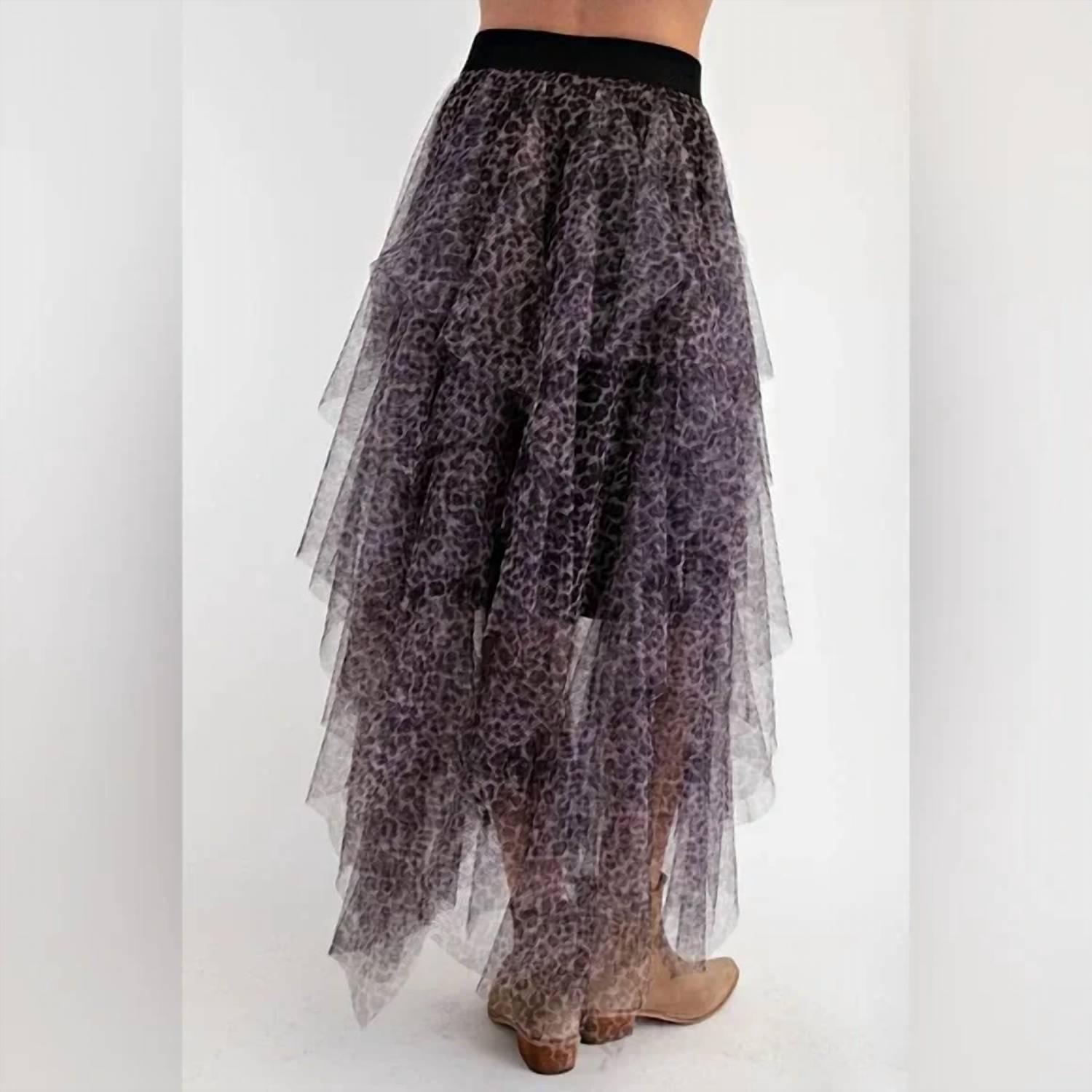 Easel - Animal Print Mesh Skirt
