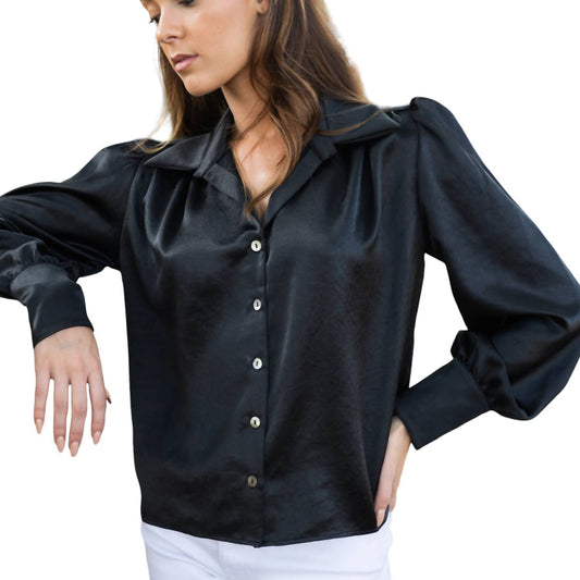 Fifteen Twenty - Long Sleeve Blouson Satin Top