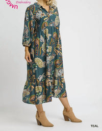 Umgee - Boho Paisley Tiered Midi Dress