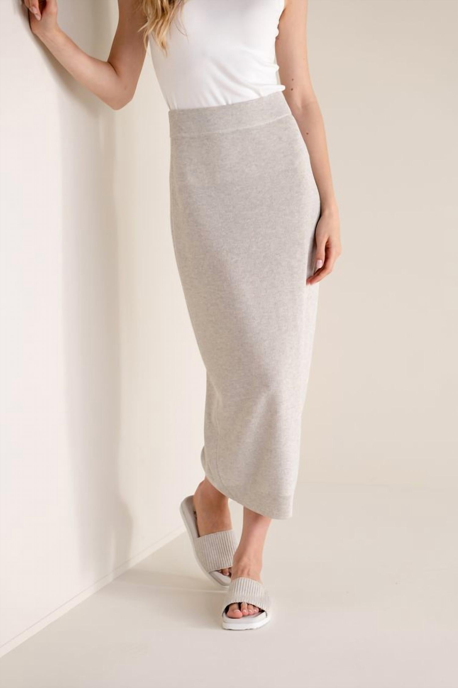 Panicale Cashmere Long Knit Midi Skirt in gold - women's skirt