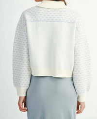 Mable - Audrey Rose Print Jacquard Knit Zip Up Cardigan Jacket
