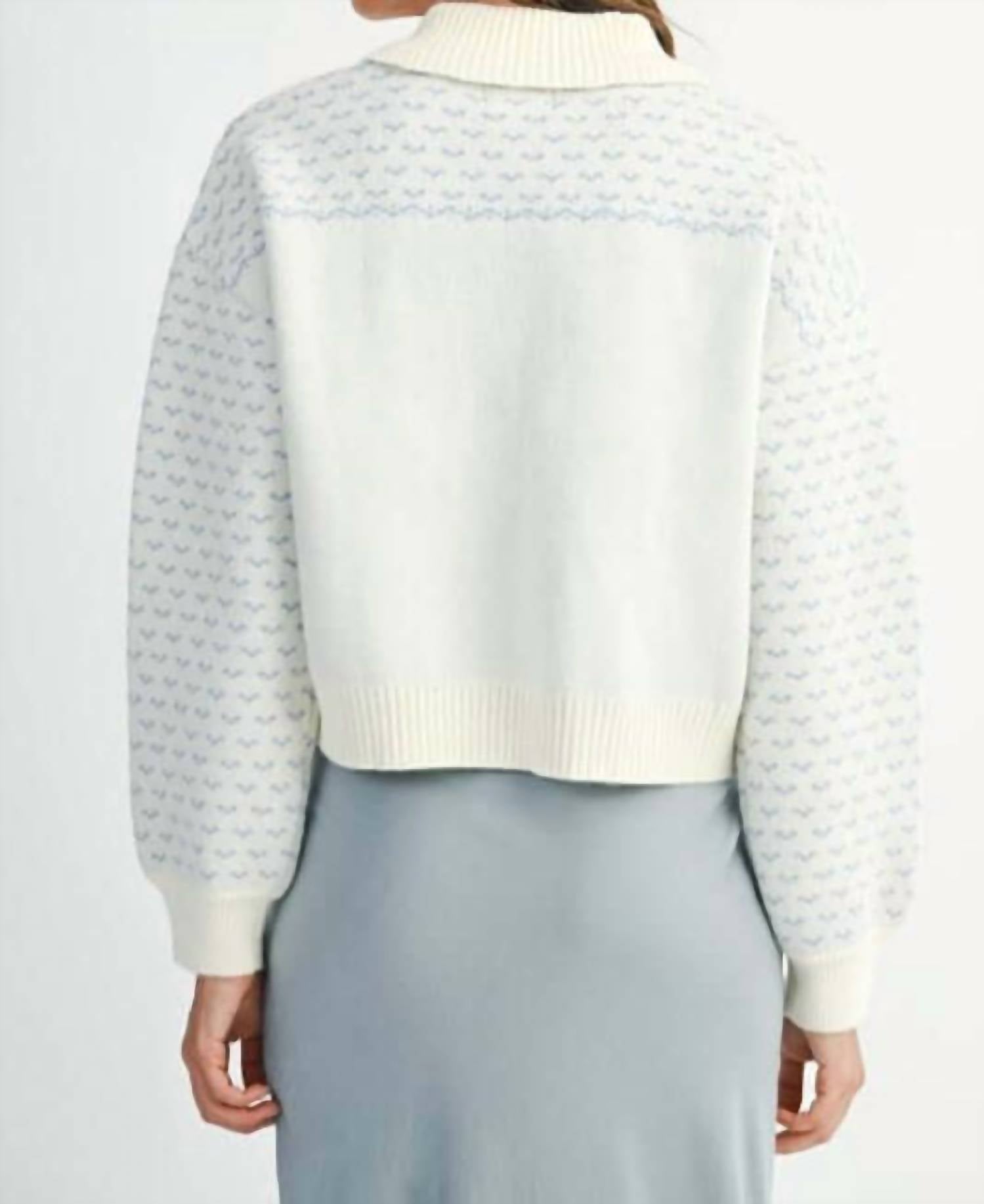 Mable - Audrey Rose Print Jacquard Knit Zip Up Cardigan Jacket