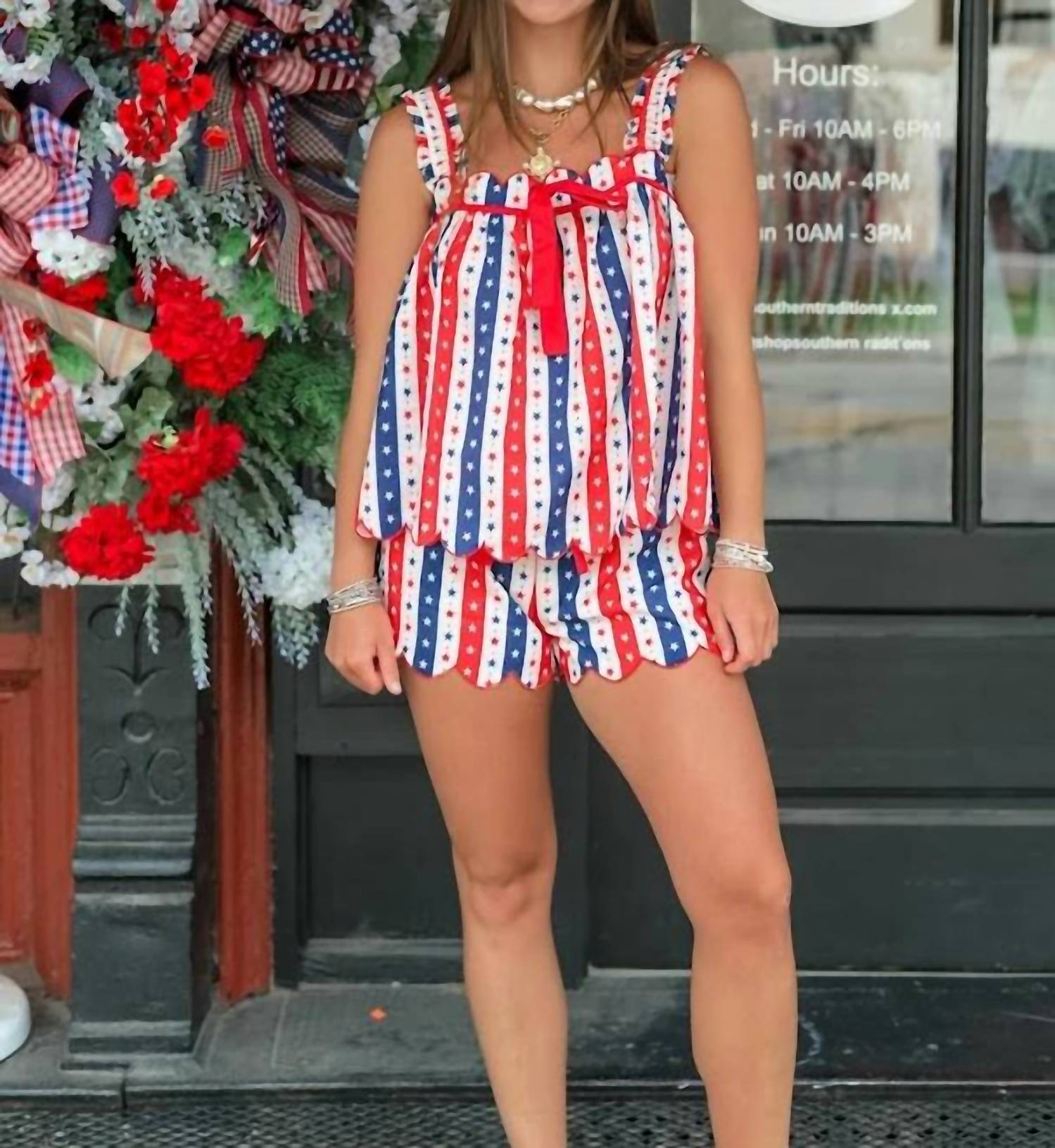 Rareraw - Patriotic Stripe Star Print Lounge Set