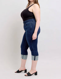 Judy Blue - Women's Ella Double Waist Cuff Capri Jeans