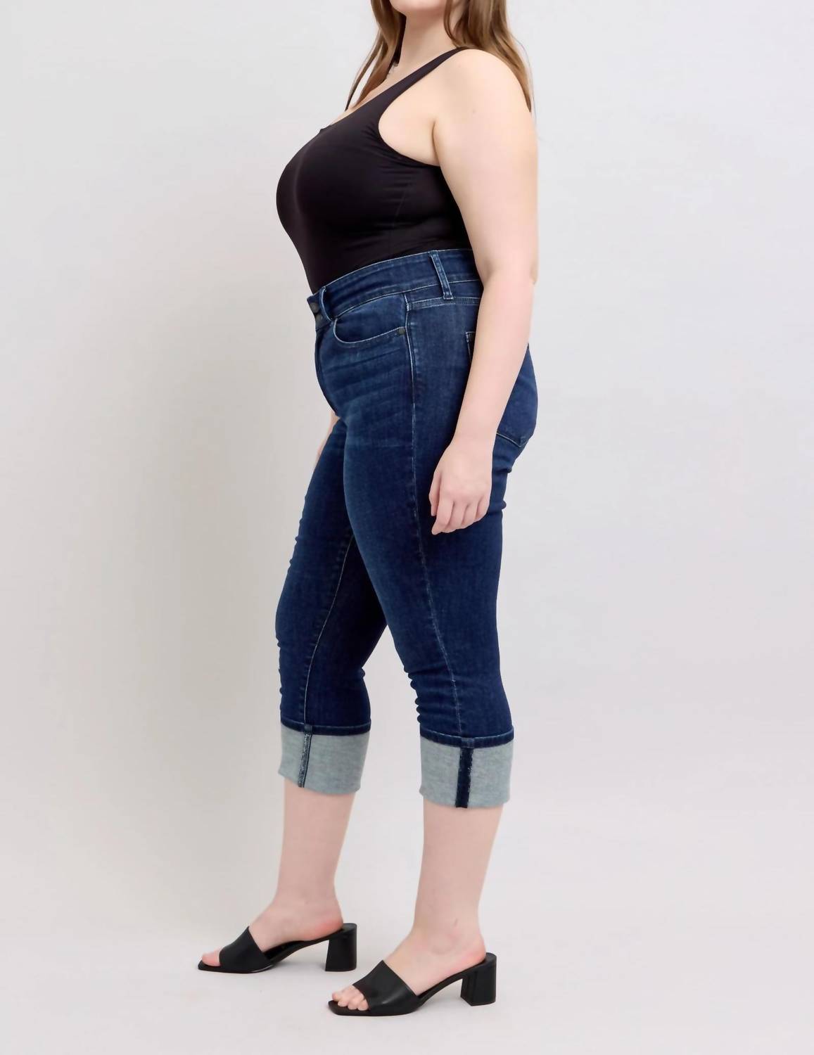 Judy Blue - Women's Ella Double Waist Cuff Capri Jeans
