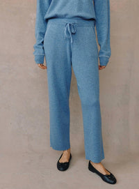 Bella Dahl Whip Stitch Straight Leg Pants in heather blue 1 - women's pants - alternate view