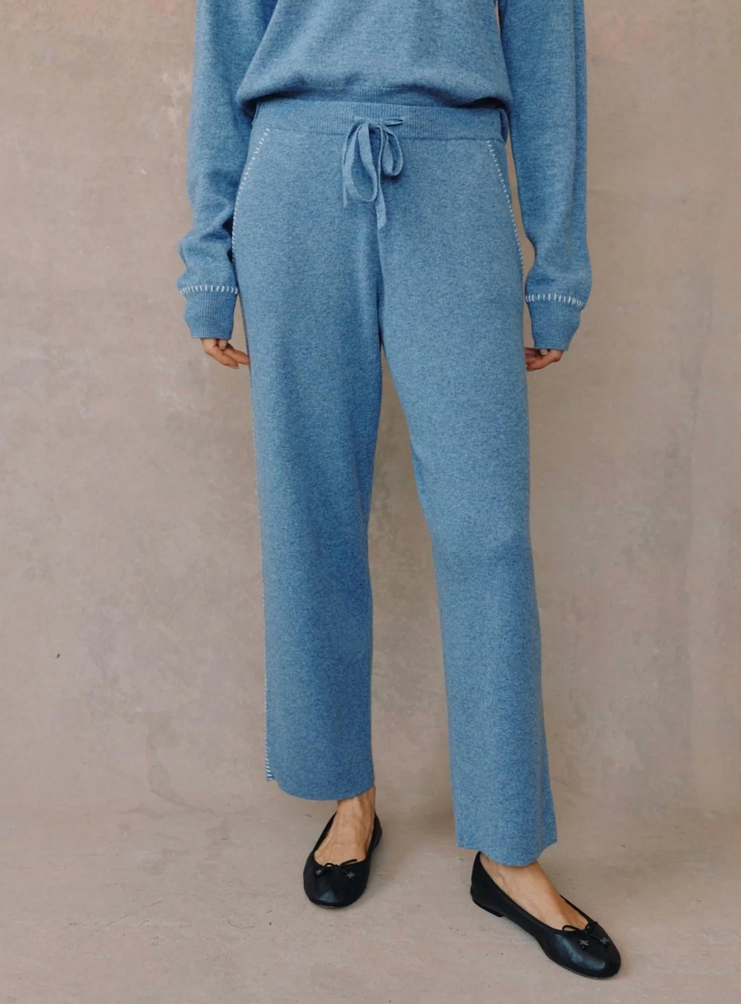 Bella Dahl Whip Stitch Straight Leg Pants in heather blue 1 - women's pants - alternate view
