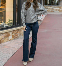 Grace and Lace Foiled Cable Knit Sweater in champagne shimmer - women's sweater - view 6