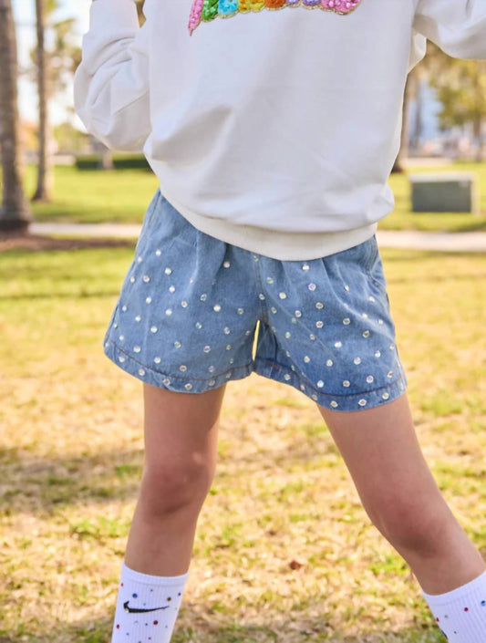 Lola + The Boys - Rocker Crystal Denim Shorts