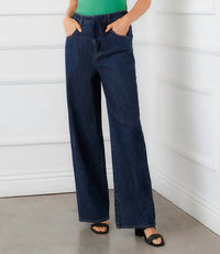 Karen Kane Drawstring Wide-leg Pants in denim - women's pants - view 5