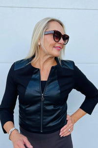Joseph Ribkoff - Cropped Leather Jacket
