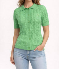Incashmere - Short Sleeve Allover Cable Sweater