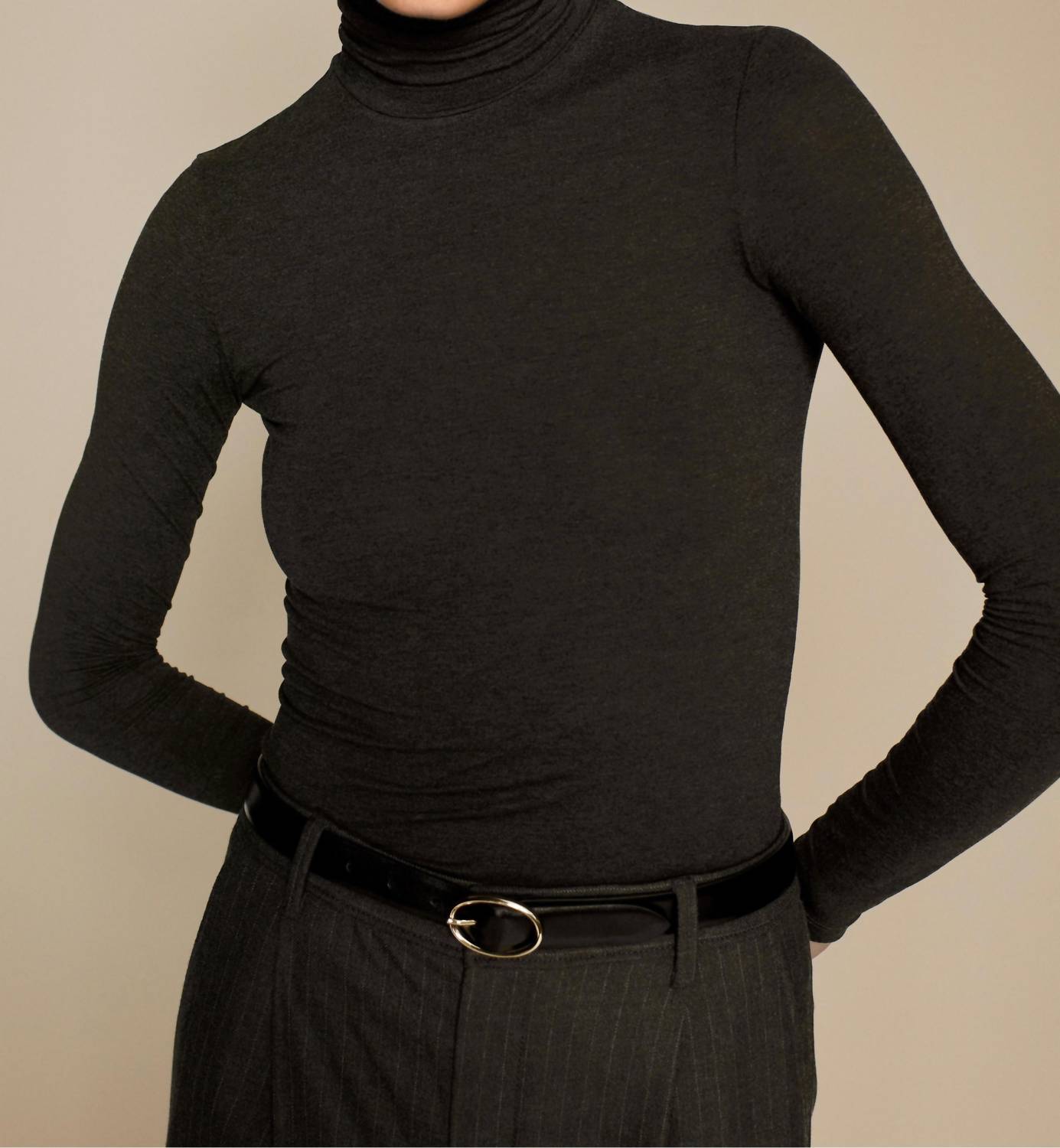 Sold Out NYC Turtleneck Long Sleeves Top in charcoal - women's sweater